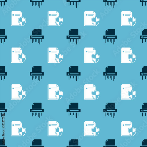 Set Paper shredder confidential and Document protection concept on seamless pattern. Vector