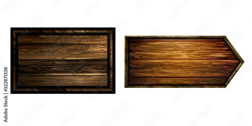 Naklejka premium Vector realistic illustration of wooden signboard
