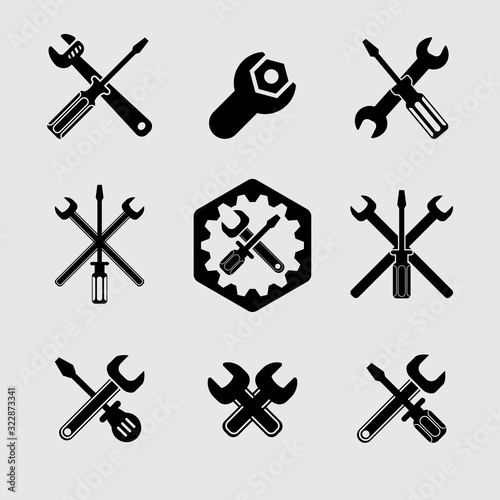Tools for repair. Silhouettes.