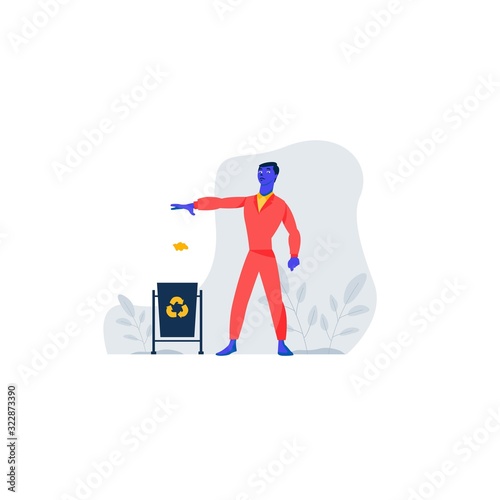 Guy throws garbage into the tank. purity. ecology.