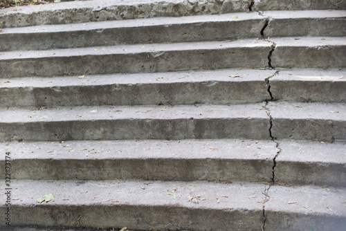 Old grey concrete upstairs with crack