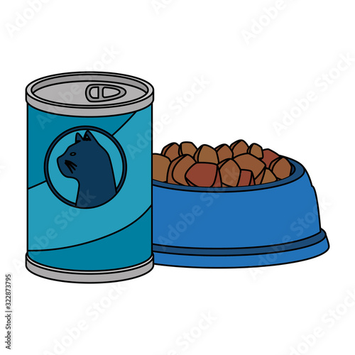 dish and food for cat in can isolated icon