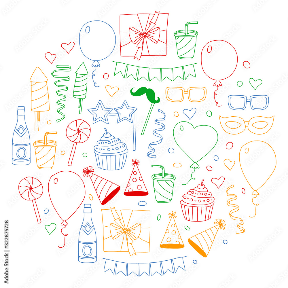 Vector pattern with bithday icons. Holiday and celebration. Vector pattern with bithday icons. Holiday and celebration.