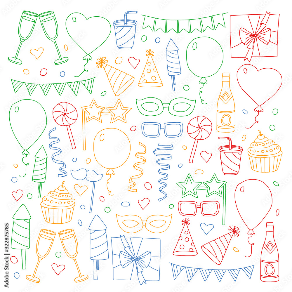 Vector pattern with bithday icons. Holiday and celebration. Vector pattern with bithday icons. Holiday and celebration.