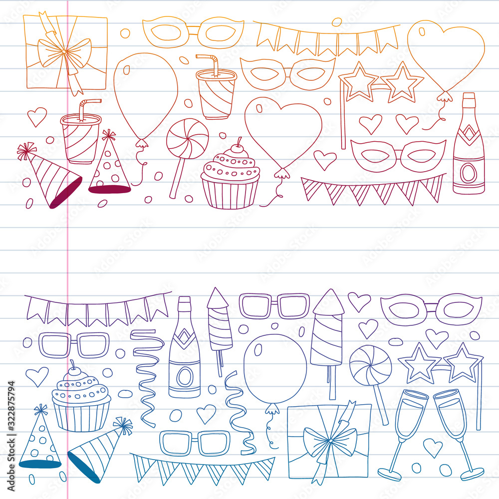 Vector pattern with bithday icons. Holiday and celebration. Vector pattern with bithday icons. Holiday and celebration.