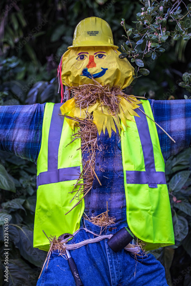 Scarecrow man at Fairchild gardens - Halloween decor