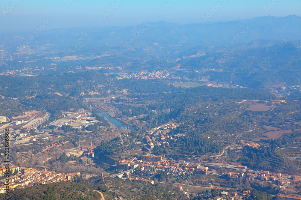 panoramic view of Monistrol de Montserrat in Catalunya 