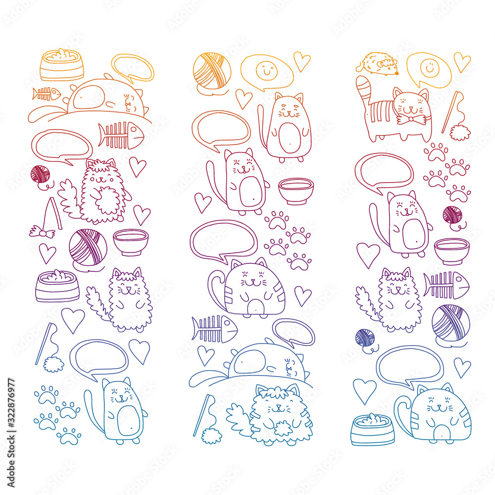 Vector pattern with cute little cats and kittens for children. Vector pattern with cute little cats and kittens for children.