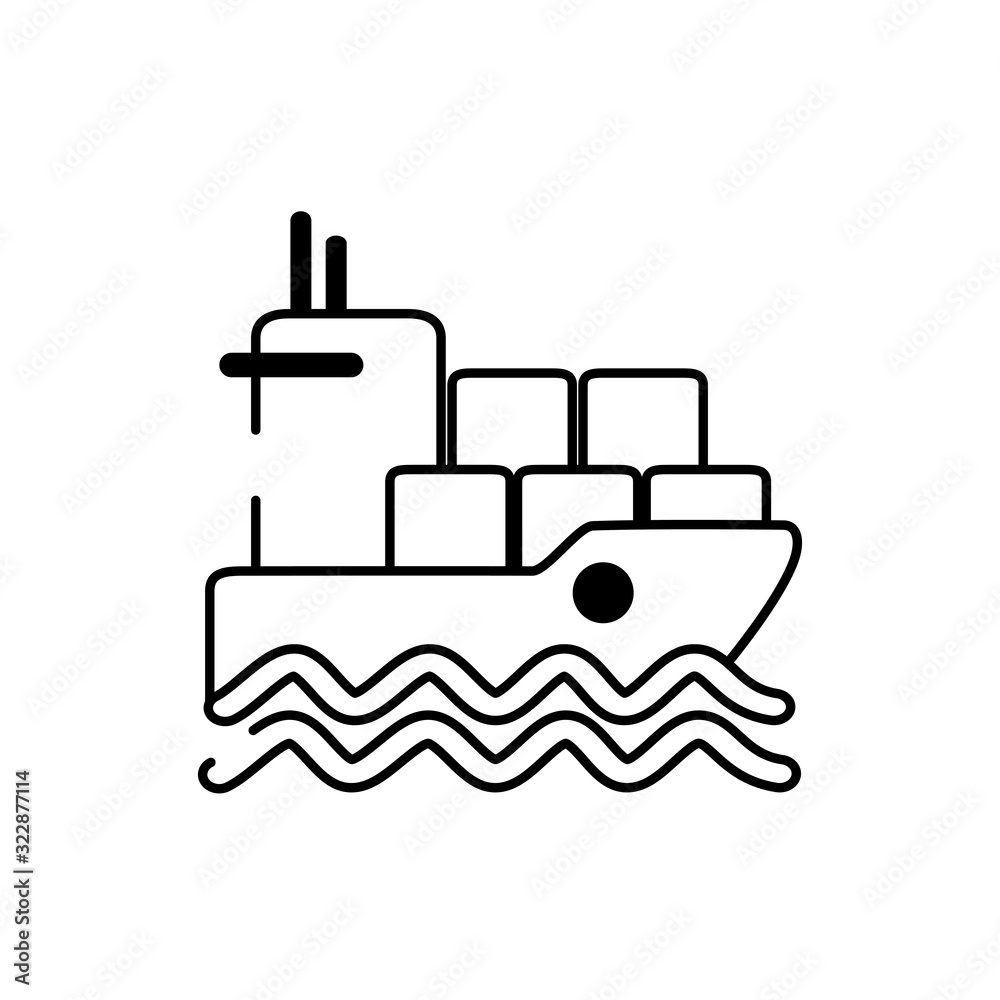boat containers marine shipping cargo delivery line style icon boat containers marine shipping cargo delivery line style icon