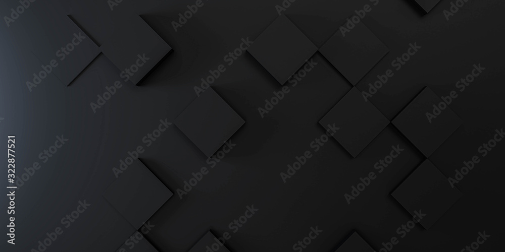 abstract dark black modern architecture background with black cubes 3d render illustration
