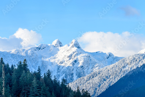 Two Snow Mountains Vancouver British Columbia Pacific Northwest.