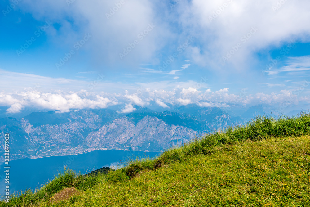 Fototapeta premium Fragment of a nice mountain view from the trail at Monte Baldo in Italy.