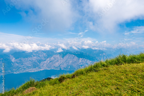 Fragment of a nice mountain view from the trail at Monte Baldo in Italy.