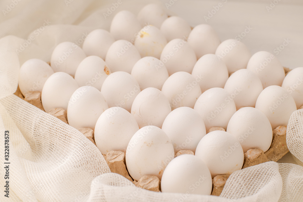 Farm white chicken delicious eggs in a large package Farm white chicken delicious eggs in a large package