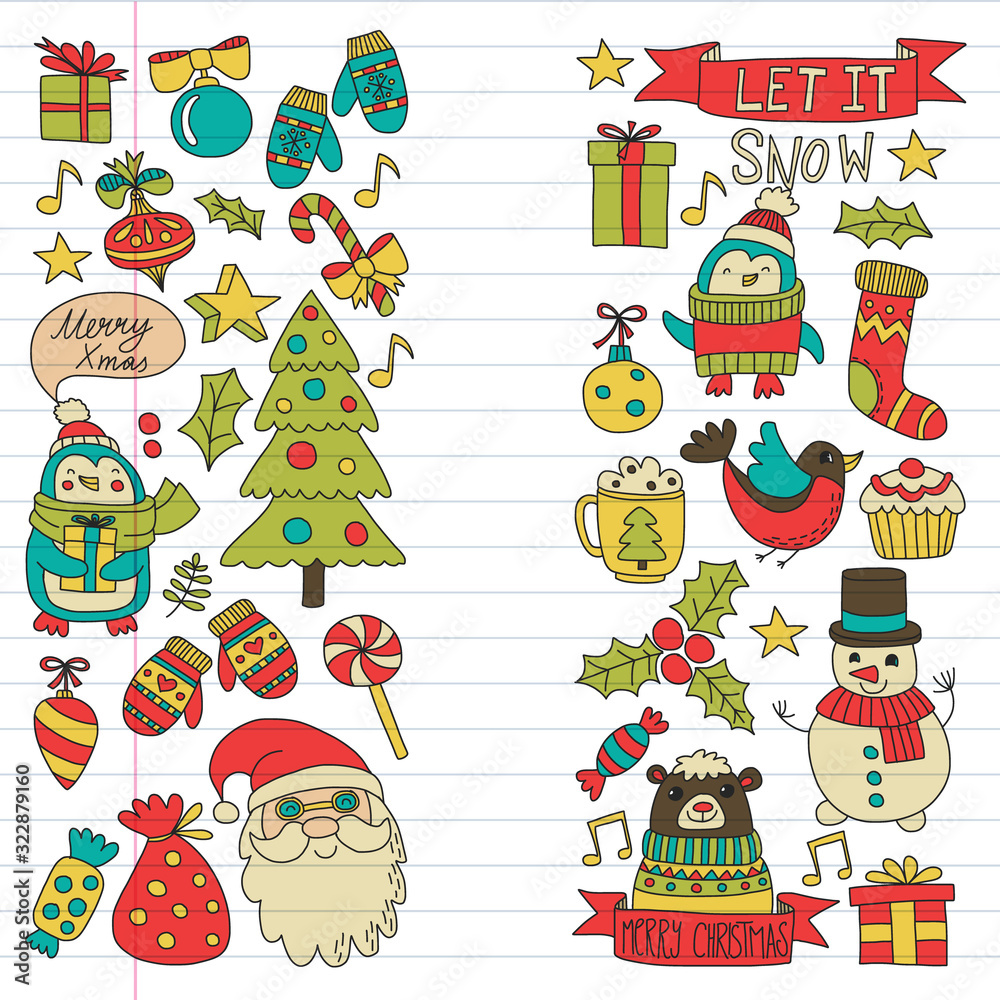 Christmas element in doodle kids drawing style. Vector pattern. Christmas element in doodle kids drawing style. Vector pattern.