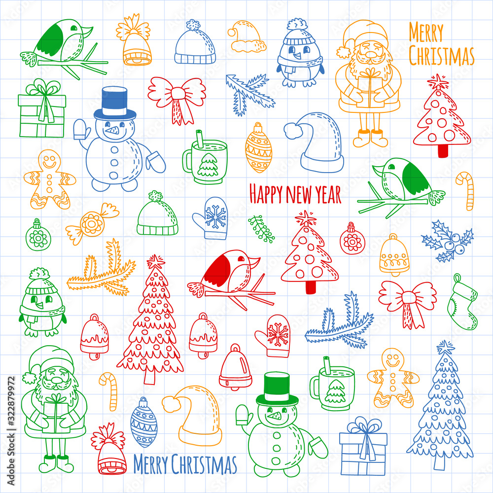 Christmas element in doodle kids drawing style. Vector pattern. Christmas element in doodle kids drawing style. Vector pattern.