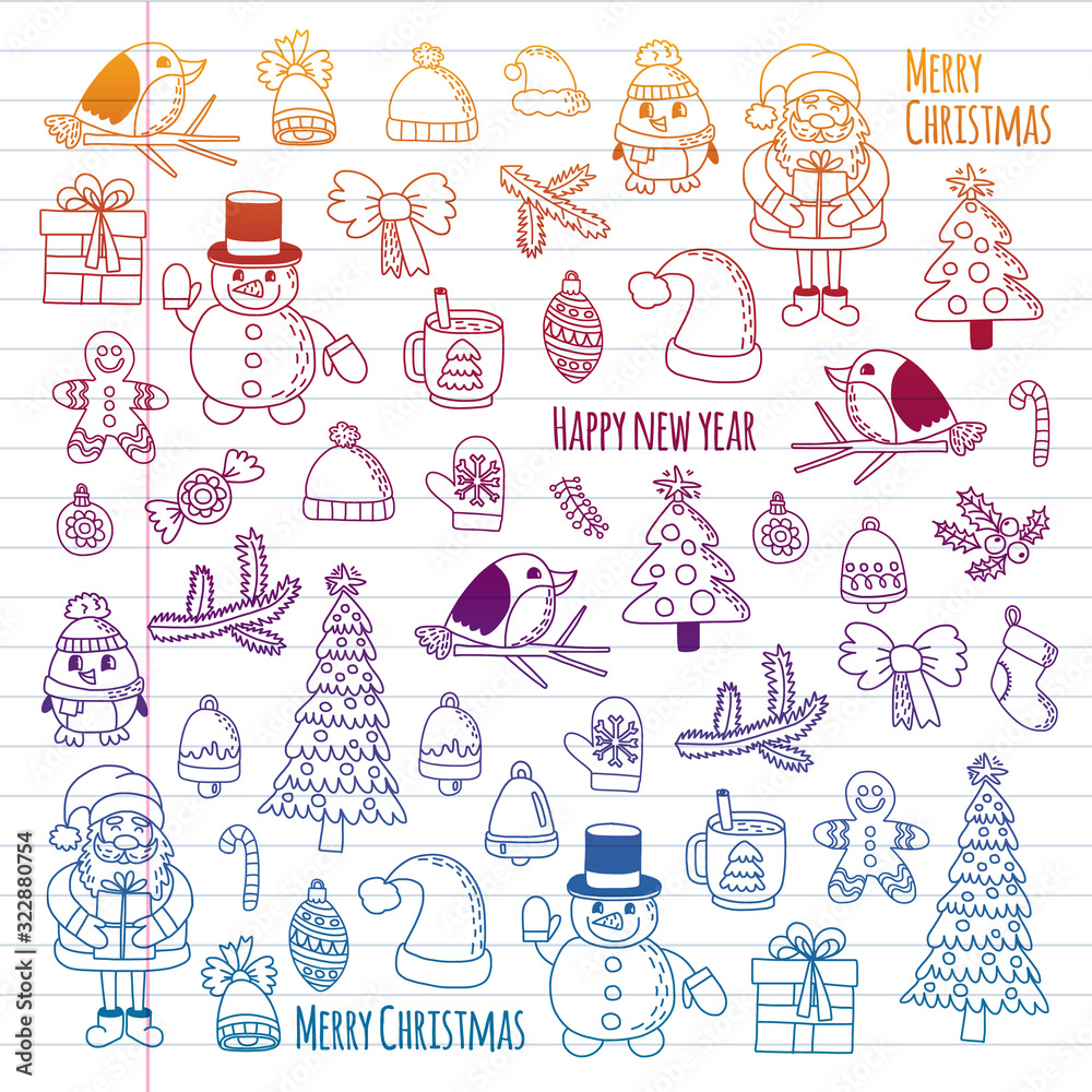 Christmas element in doodle kids drawing style. Vector pattern. Christmas element in doodle kids drawing style. Vector pattern.