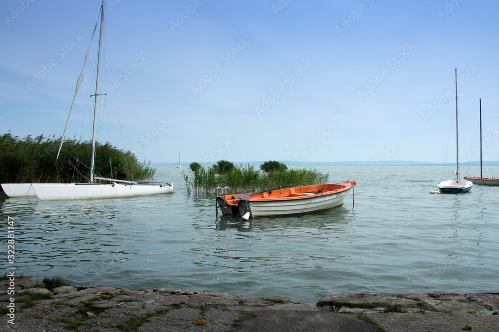 Fototapeta premium Boats on Lake Balaton in Hungary