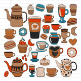 Coffee menu. Vector pattern with cappuccino, espresso. Kitchen, cooking, beverages.
