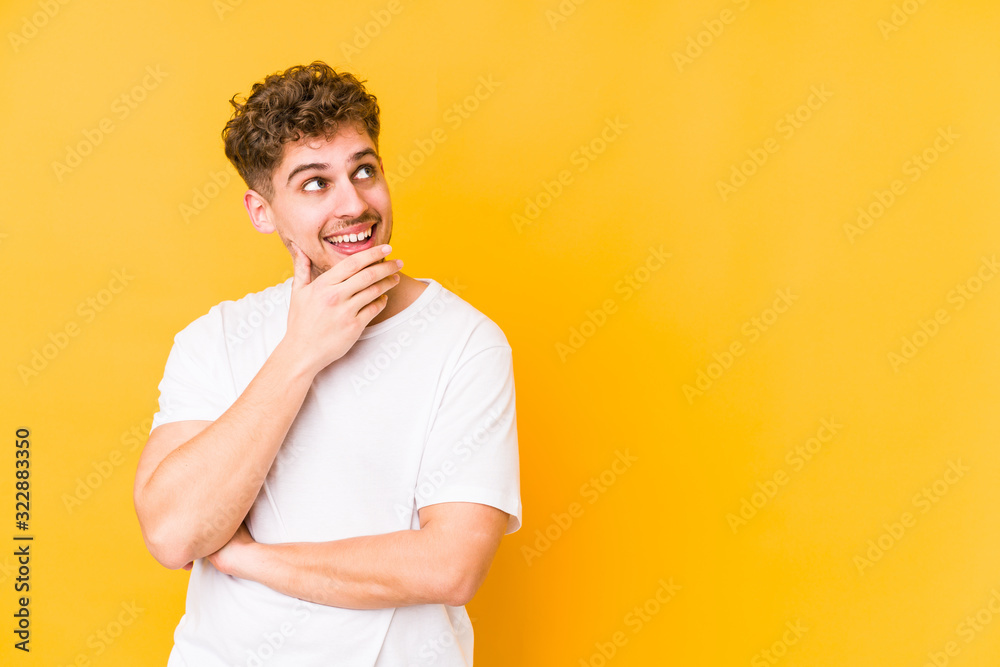 relaxed thinking about something looking at a copy space. relaxed thinking about something looking at a copy space.
