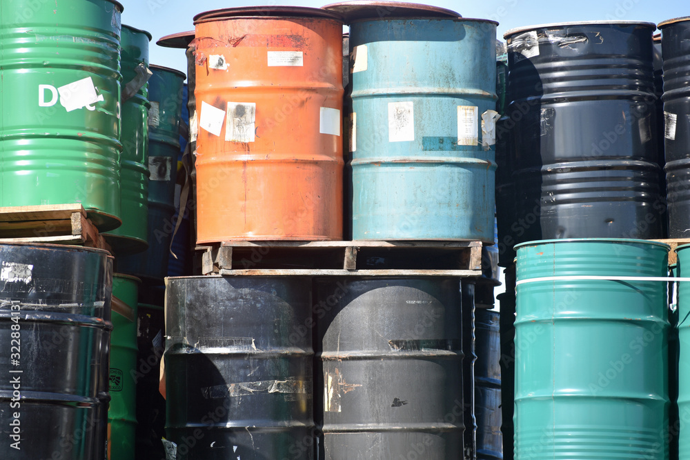 Barrels Stacked in a Yard Barrels Stacked in a Yard