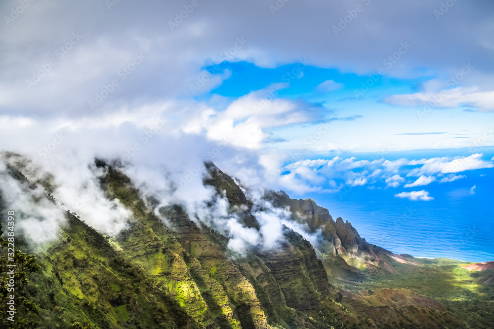 panoramic view in the waimea canyon kauai, hawaii 