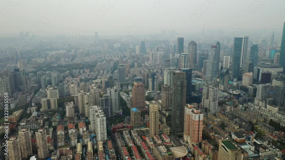nanjing city sday time smog aerial panorama 4k china nanjing city sday time smog aerial panorama 4k china