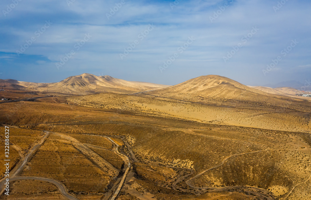 Fototapeta premium This is an aerial drone shot from Canary islands. Sotavento beach is on the coast of Fuerteventura island. October 2019