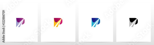 Swoosh Pointed Graphic On Letter Logo Design P