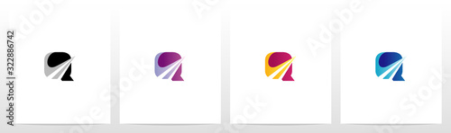 Swoosh Pointed Graphic On Letter Logo Design Q