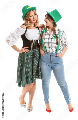 Funny young women on white ...