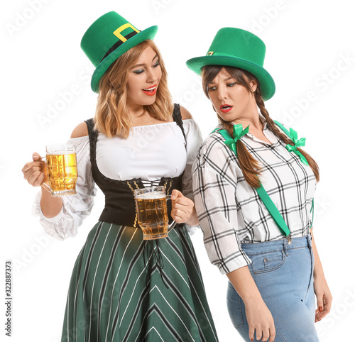 Funny young women with beer...