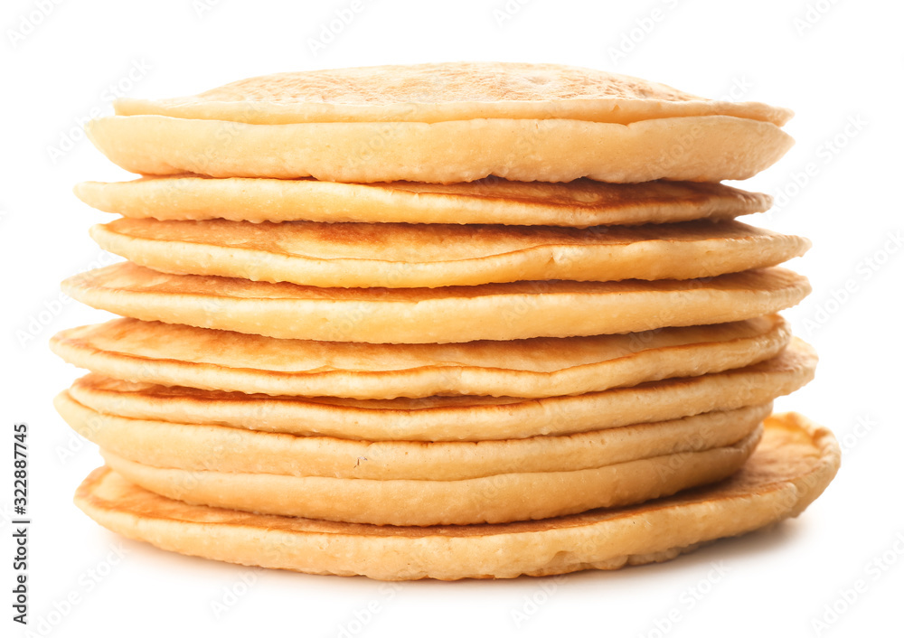 Stack of tasty pancakes on white background Stack of tasty pancakes on white background