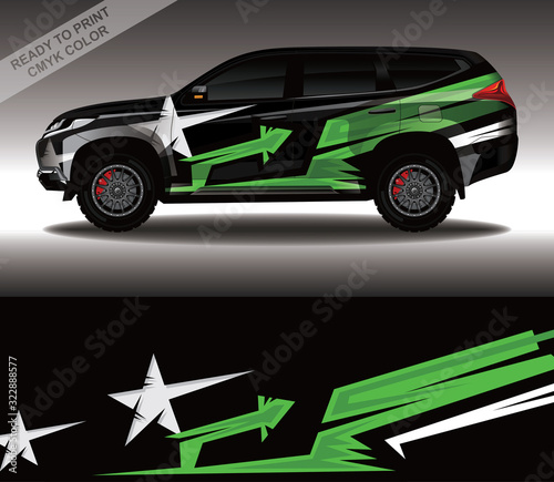 Car wrap decal design vector, custom livery race rally car vehicle sticker and tinting.