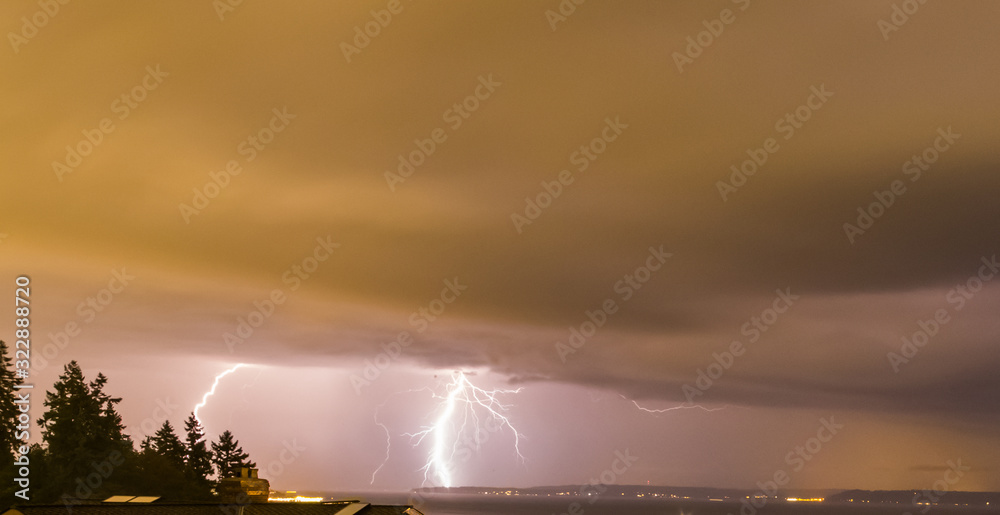 Multiple Strikes of Lightning Around Edmonds and the Puget Sound During a Rare Thunderstrom
