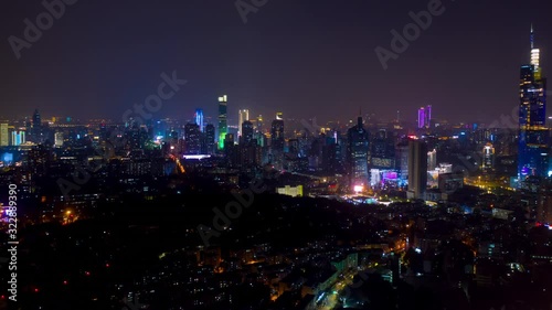 Wallpaper Mural night illumination nanjing city flight over downtown aerial timelapse panorama 4k china Torontodigital.ca