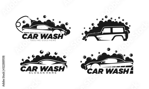 Car wash simple luxury set template vector logo
