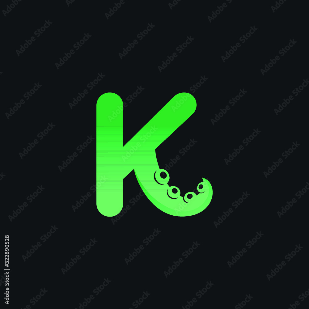 Letter K Logo Design with Tentacle Element Letter K Logo Design with Tentacle Element
