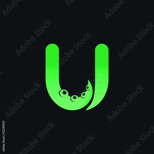 Letter U Logo Design with Tentacle Element