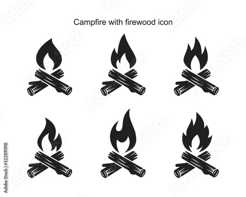 Campfire with firewood icon template black color editable. Campfire with firewood icon symbol Flat vector illustration for graphic and web design.