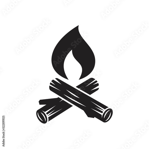 Campfire with firewood icon template black color editable. Campfire with firewood icon symbol Flat vector illustration for graphic and web design.
