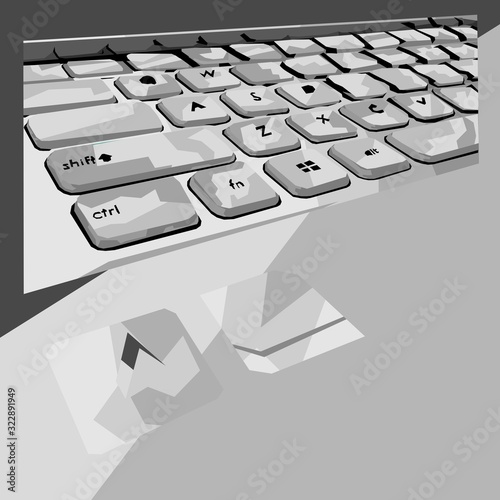 Computer keyboard in wpap or pop art style black White 