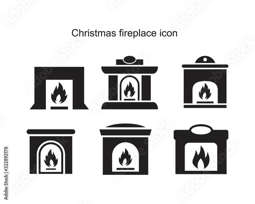 Christmas fireplace Icon template black color editable. Christmas fireplace Icon symbol Flat vector illustration for graphic and web design.