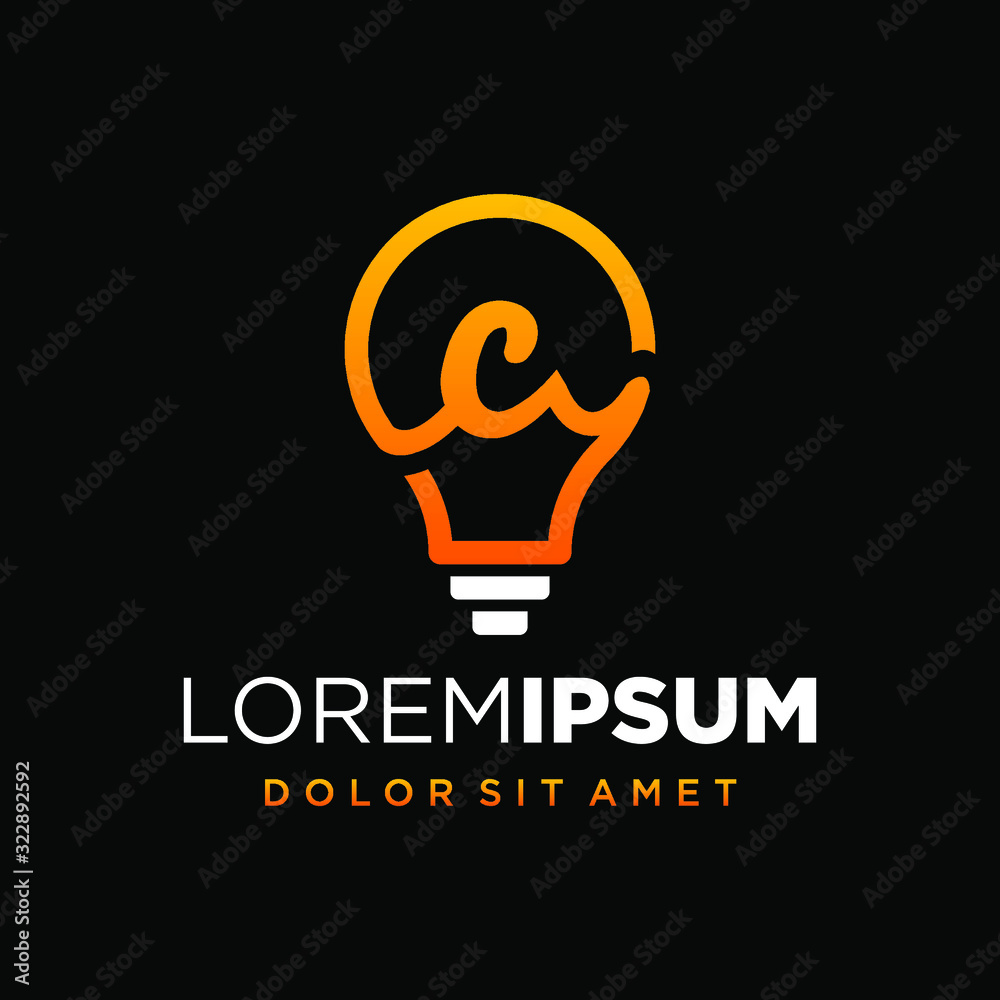Initial Letter C with Lamp or Idea Logo Design Concept Initial Letter C with Lamp or Idea Logo Design Concept