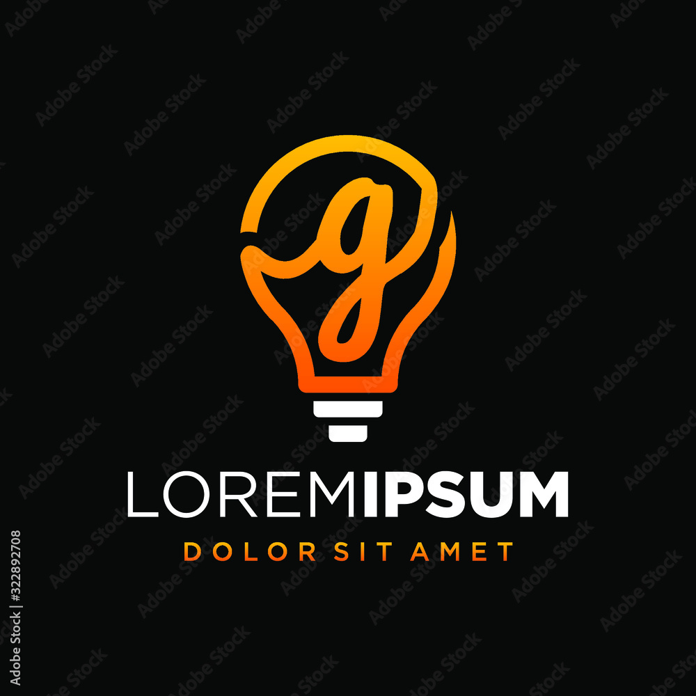 Initial Letter G with Lamp or Idea Logo Design Concept Initial Letter G with Lamp or Idea Logo Design Concept