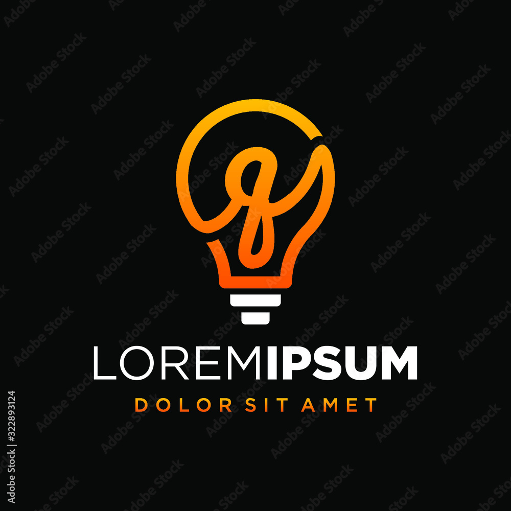 Initial Letter Q with Lamp or Idea Logo Design Concept Initial Letter Q with Lamp or Idea Logo Design Concept