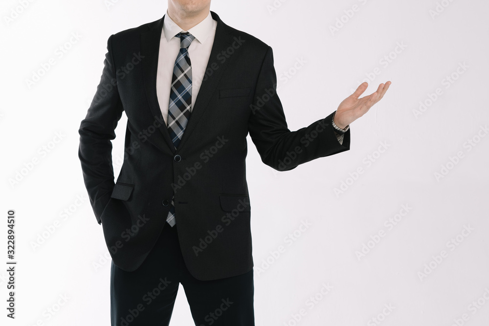 portrait of a businessman standing on a white background with his hand outstretched portrait of a businessman standing on a white background with his hand outstretched