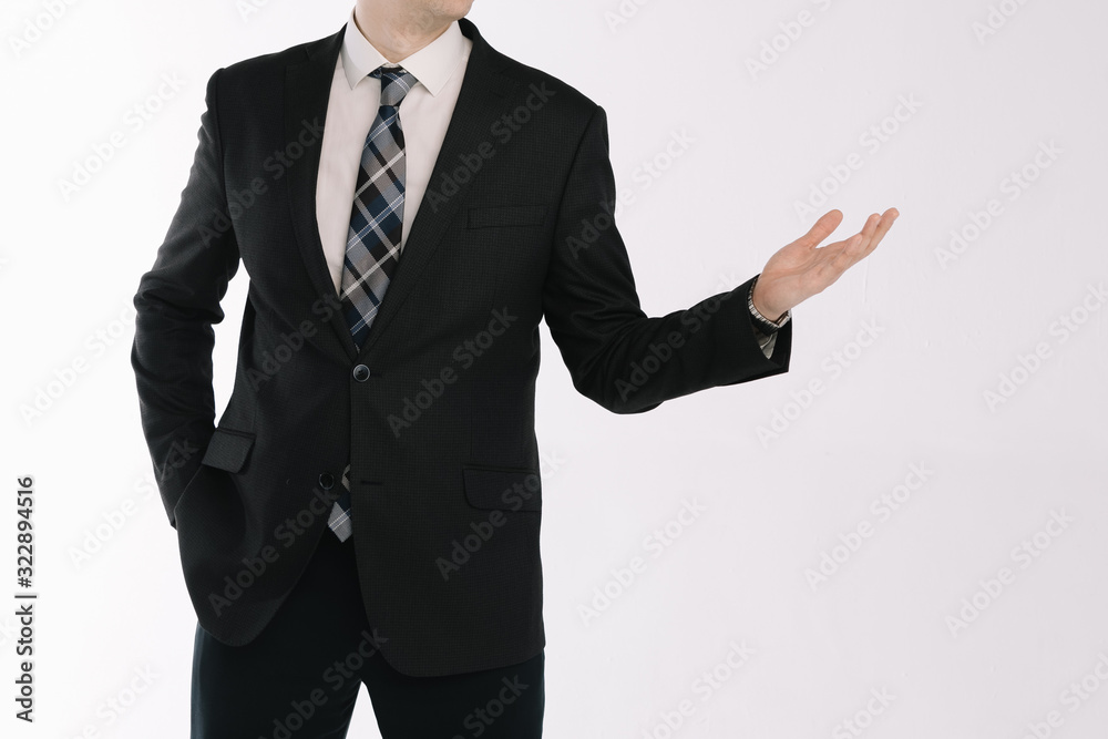 portrait of a businessman standing on a white background with his hand outstretched portrait of a businessman standing on a white background with his hand outstretched