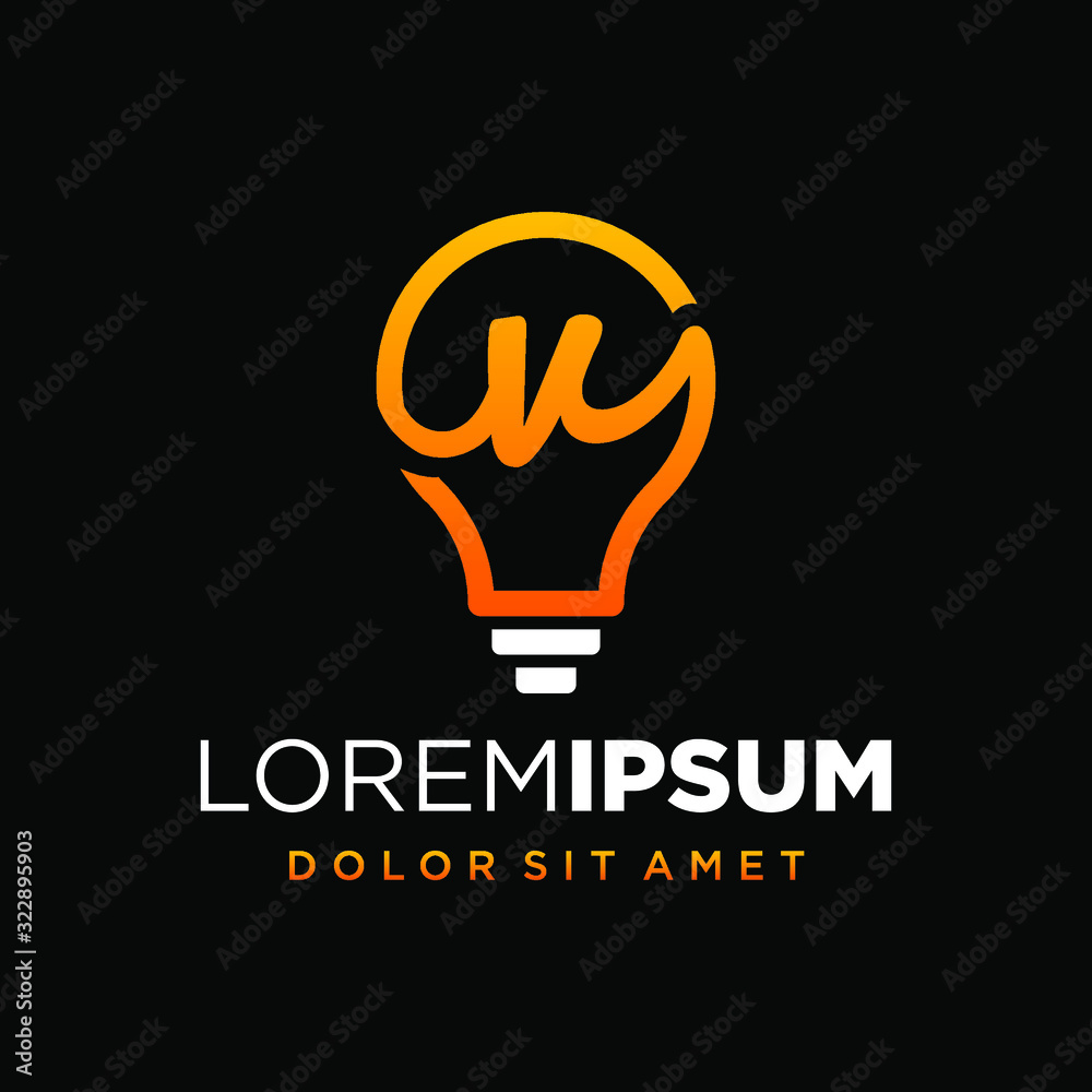 Initial Letter V with Lamp or Idea Logo Design Concept Initial Letter V with Lamp or Idea Logo Design Concept