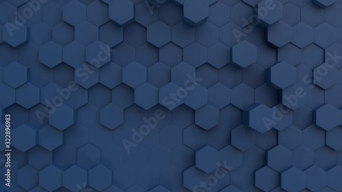 Abstract 3D Technology Navy Blue Hexagonal Tiles Background